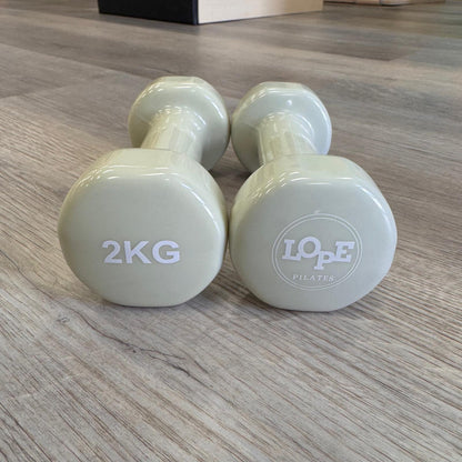 2kg Hand Held Weights Creamy/Sage - One Pair