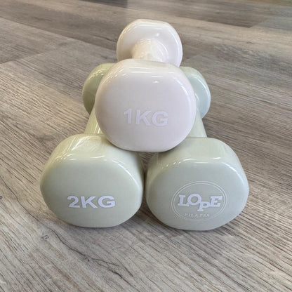 2kg Hand Held Weights Creamy/Sage - One Pair