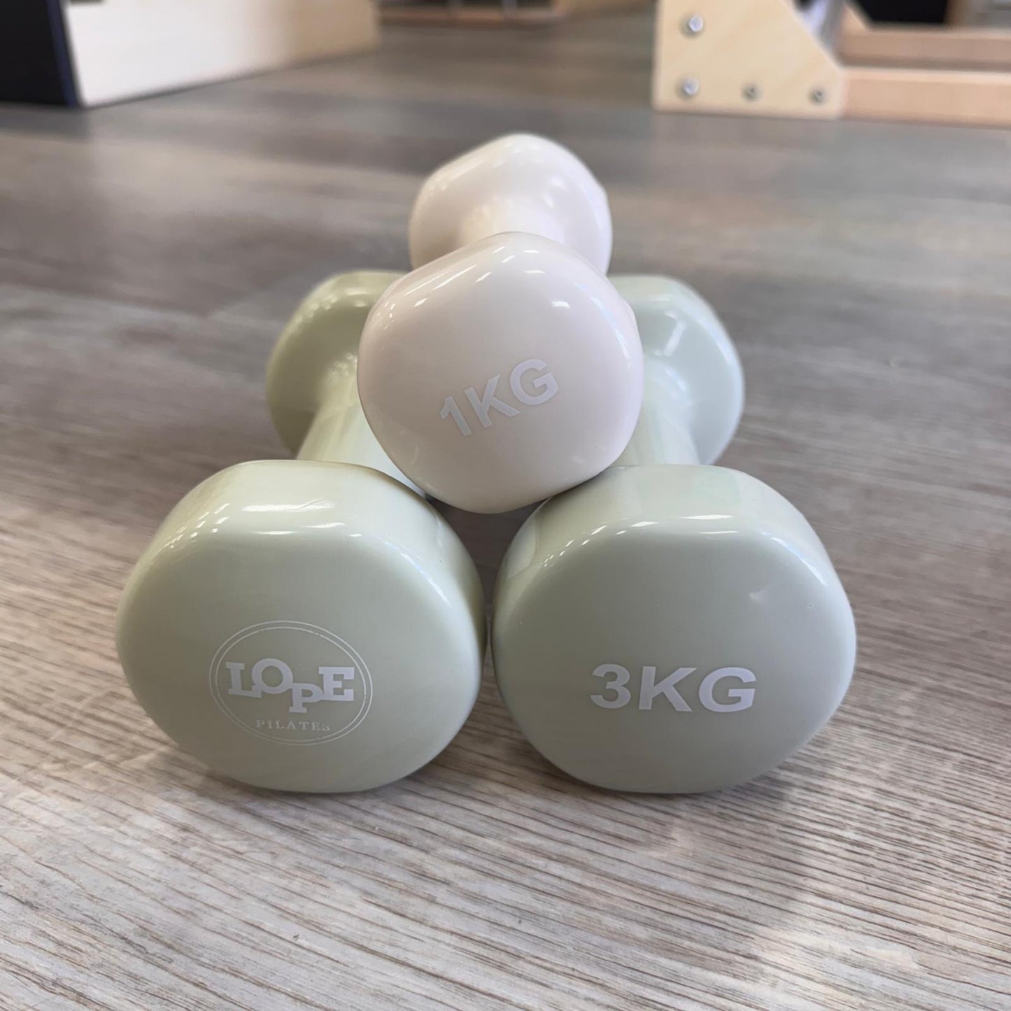 3kg Hand Held Weights Creamy/Sage - One Pair